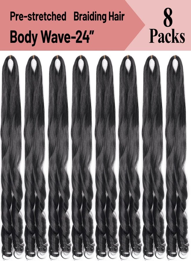 Luoyudu French Curly Braiding Hair 24Inch Loose Wavy 8 Packs #1B Black Bouncy Braiding Hair Extensions 75g/Pack Synthetic French Curl Crochet Hair Extensions（8packs,24Inch) - Image 4